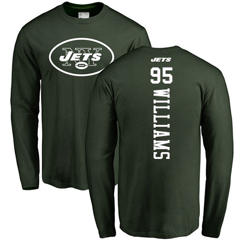 New York Jets Men Green Quinnen Williams Backer NFL Football #95 Long Sleeve T Shirt->nfl t-shirts->Sports Accessory